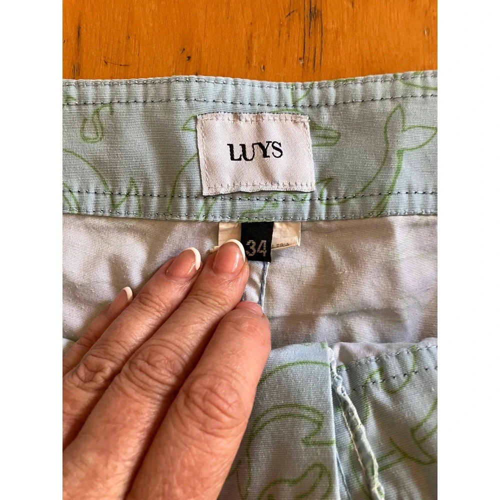 LUYS Board Shorts Mens 34 Blue Dolphin Print Surf Swim Trunks Pockets